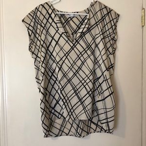 New York & Company Cream and Black Striped Blouse
